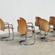 Set of eight cognac leather Dialogo Dessau dining chairs by Afra E Tobia Scarpa
