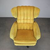 Mid-century style swivel wingback chair from the 1960s, Czechoslovakia