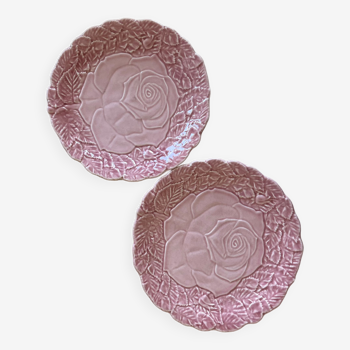 Duo of plates in slip pink decoration