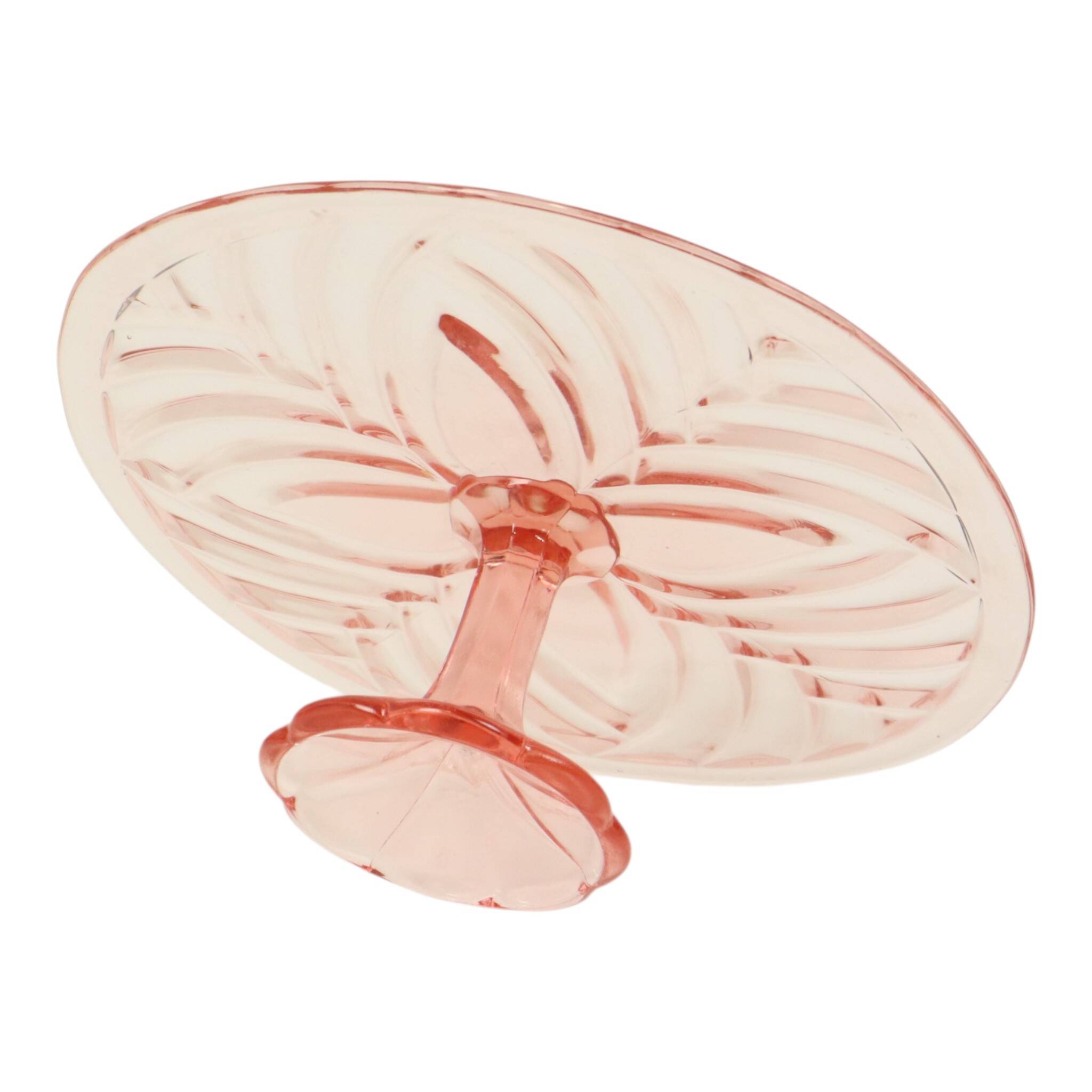 Pink Art Deco Cake Plate Pastry Dish Val Saint Lambert 34cm