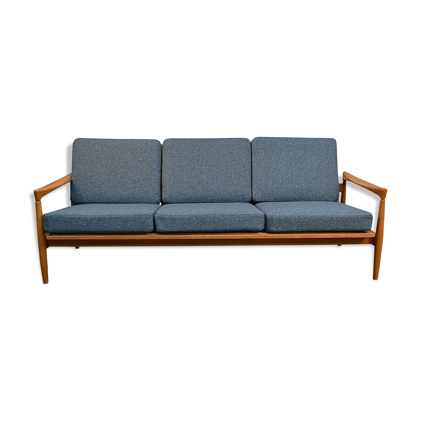 Vintage swedish design erik wørts oak 3-seater sofa