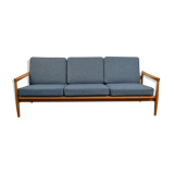 Vintage swedish design erik wørts oak 3-seater sofa