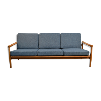 Vintage swedish design erik wørts oak 3-seater sofa