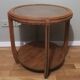 Pedestal table or art deco coffee table in walnut and glass top