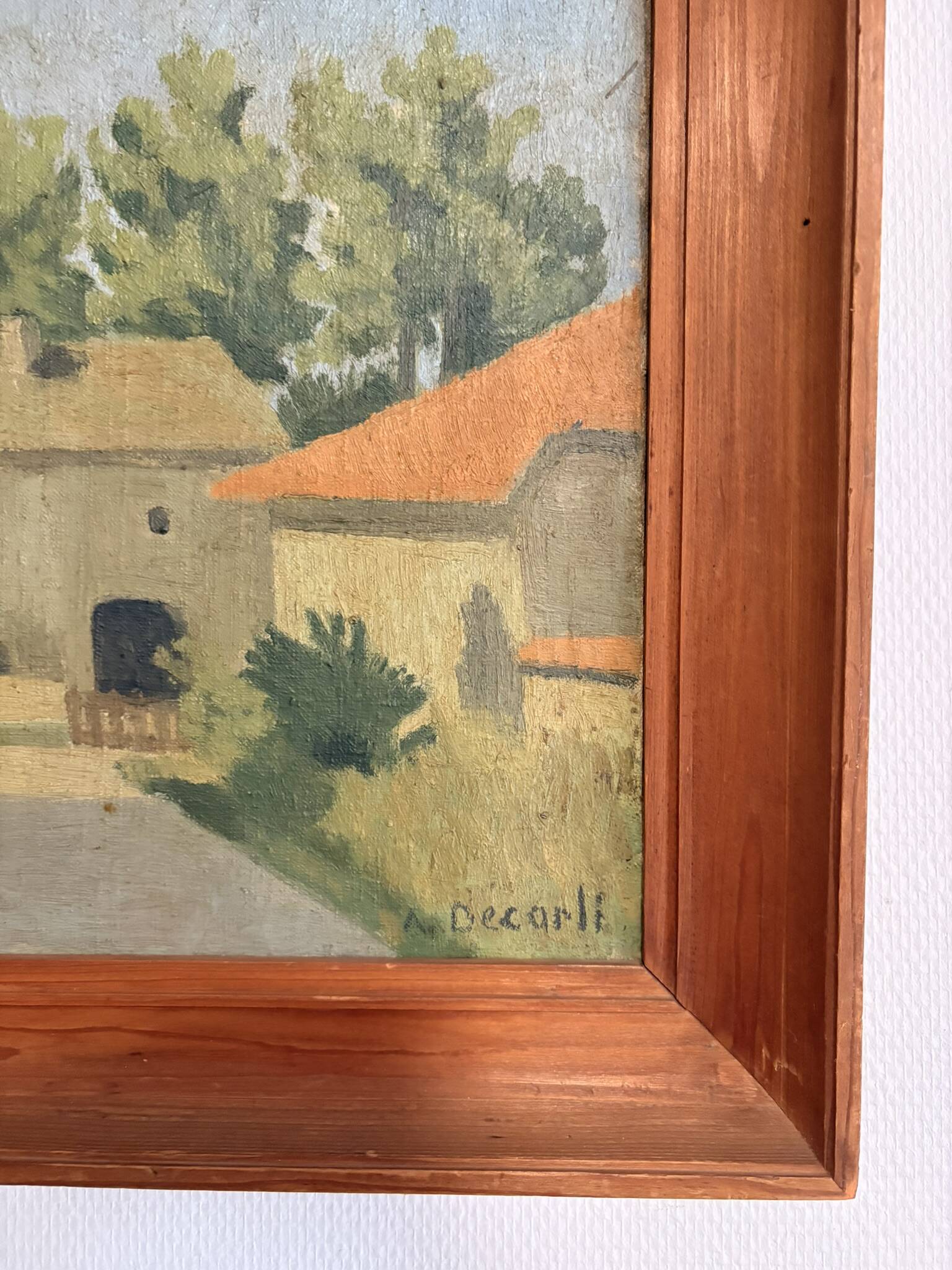 Oil Painting Canvas Albert Decarli Provençal Cypress Landscape
