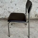 Series of 42 civic chairs year 1970 stackable chrome and skai