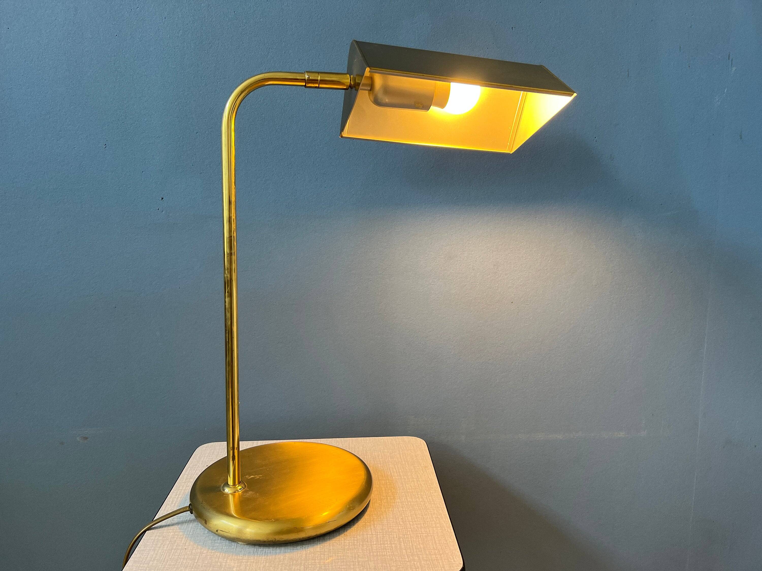 Mid-Century brass desk lamp - Bauhaus style table lamp - gold lamp