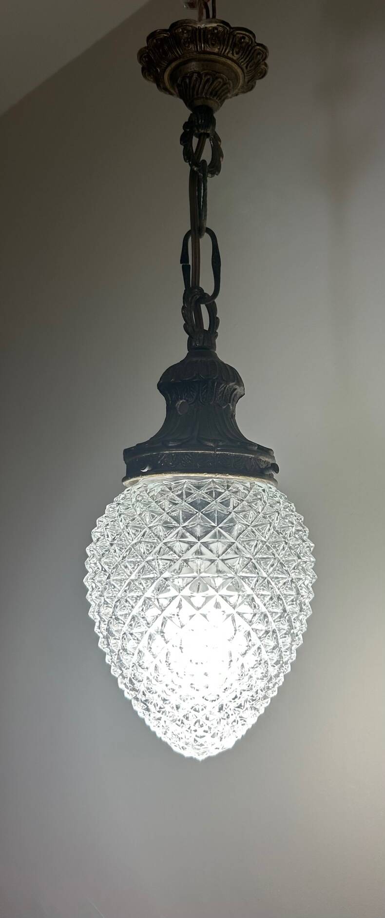 Brass pineapple pendant light
