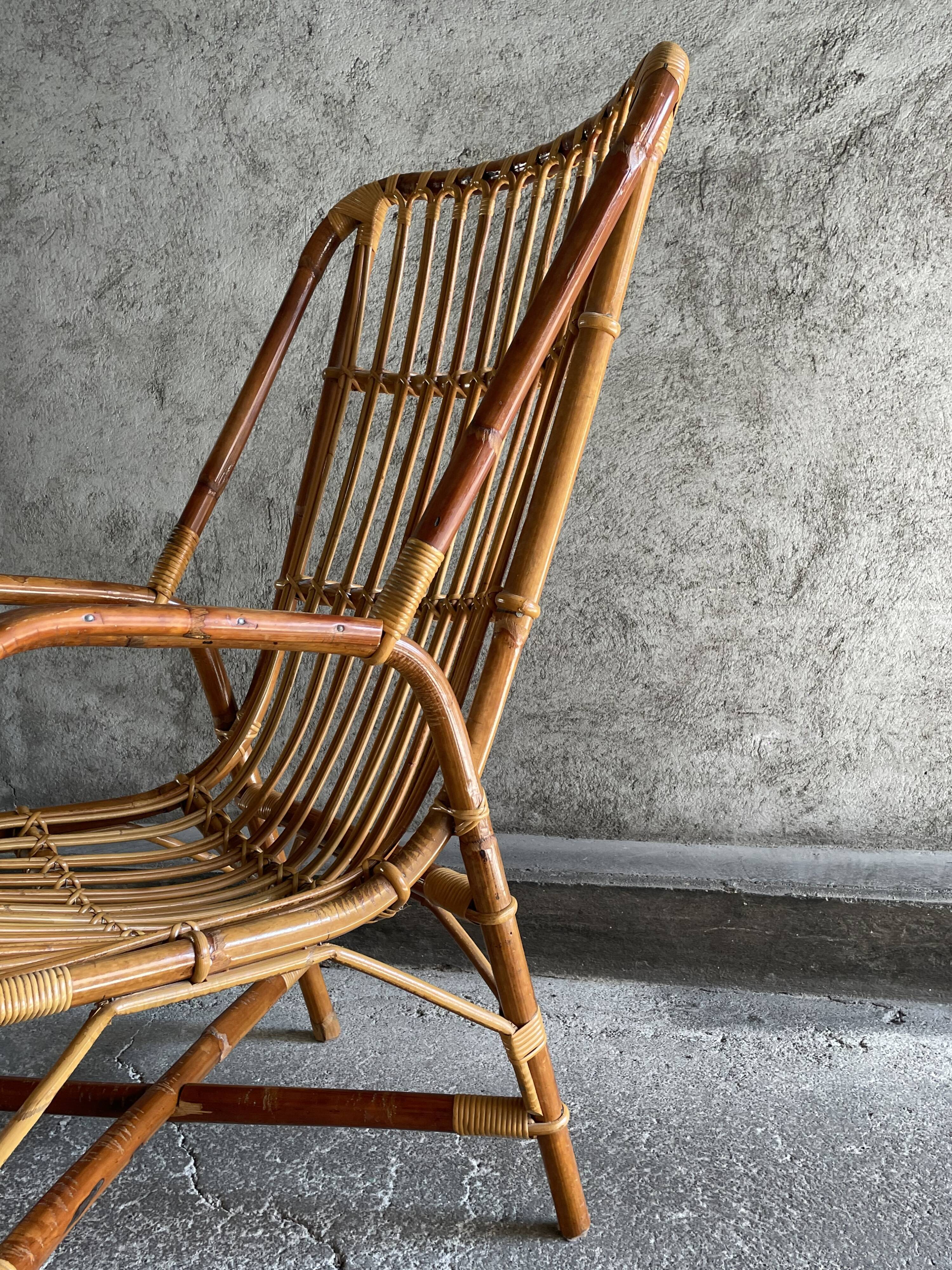 Rattan armchair, 1960s