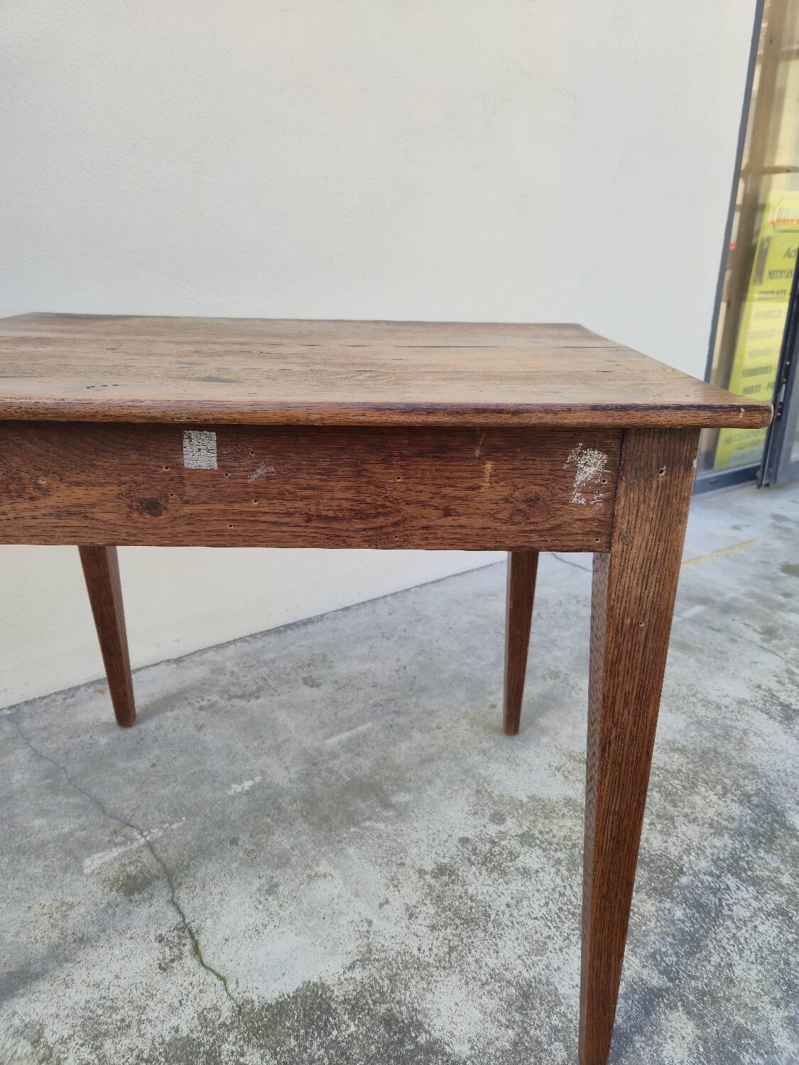 Antique rustic farmhouse table in solid oak, circa 1900s - 84cm