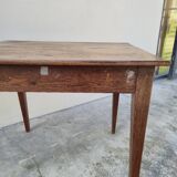 Antique rustic farmhouse table in solid oak, circa 1900s - 84cm