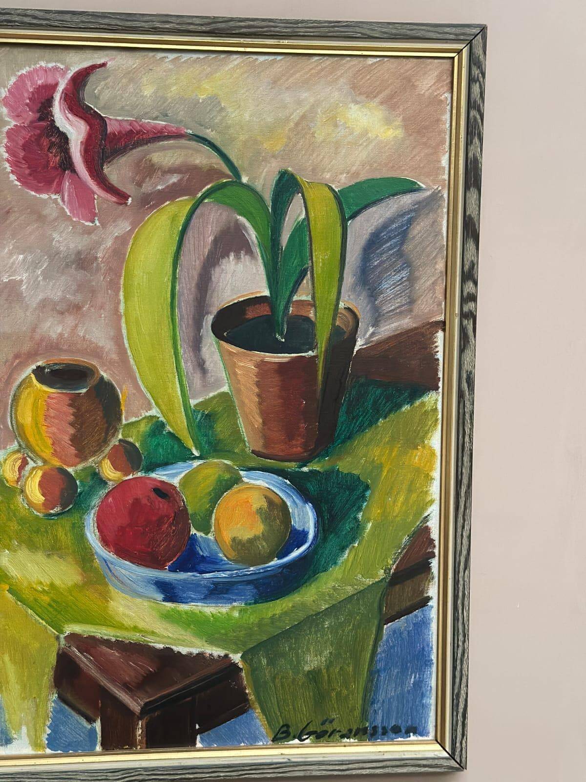 Original Swedish Oil on Canvas – “Flowers and Fruit” by Bror Göransson
