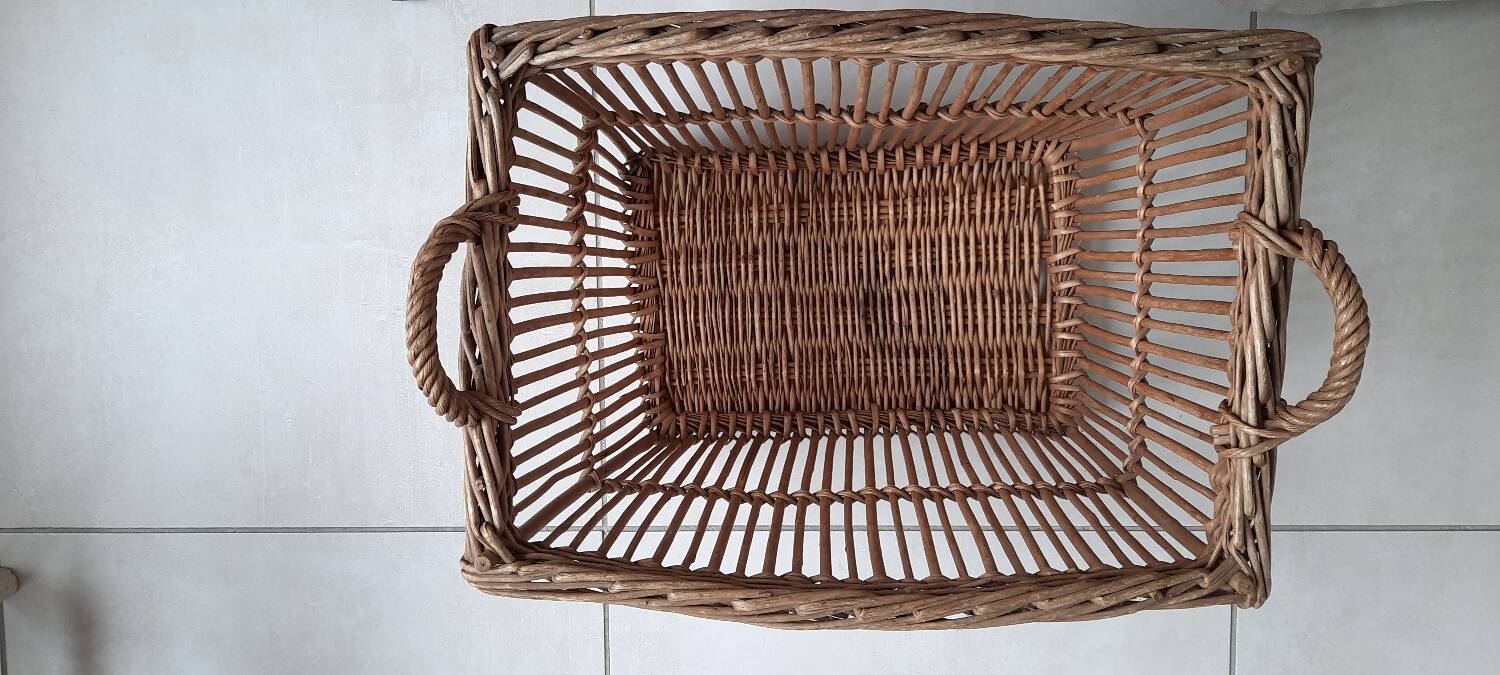 Old rattan laundry basket