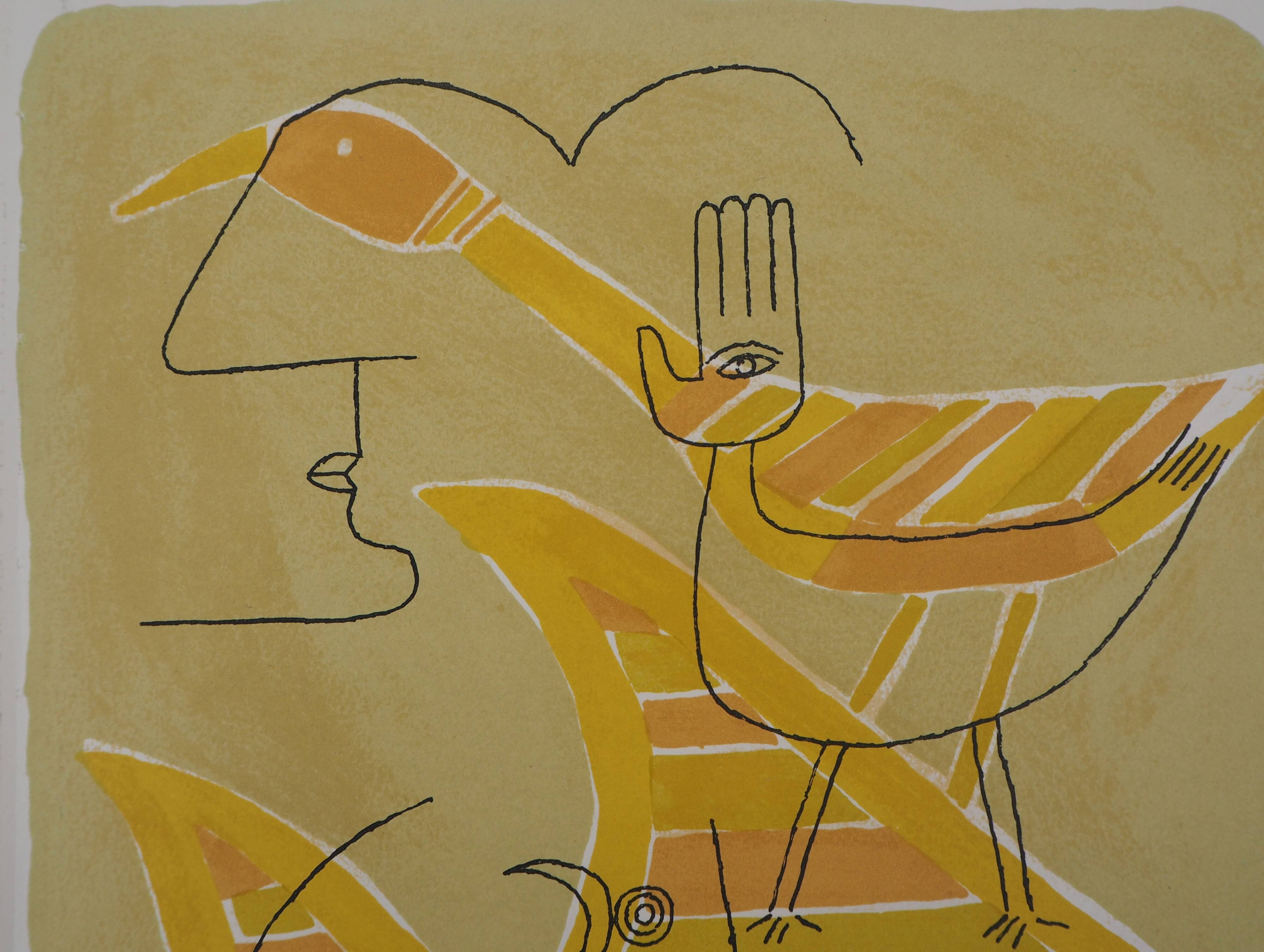 Victor brauner: surrealist portrait (interstice traces) - lithograph o