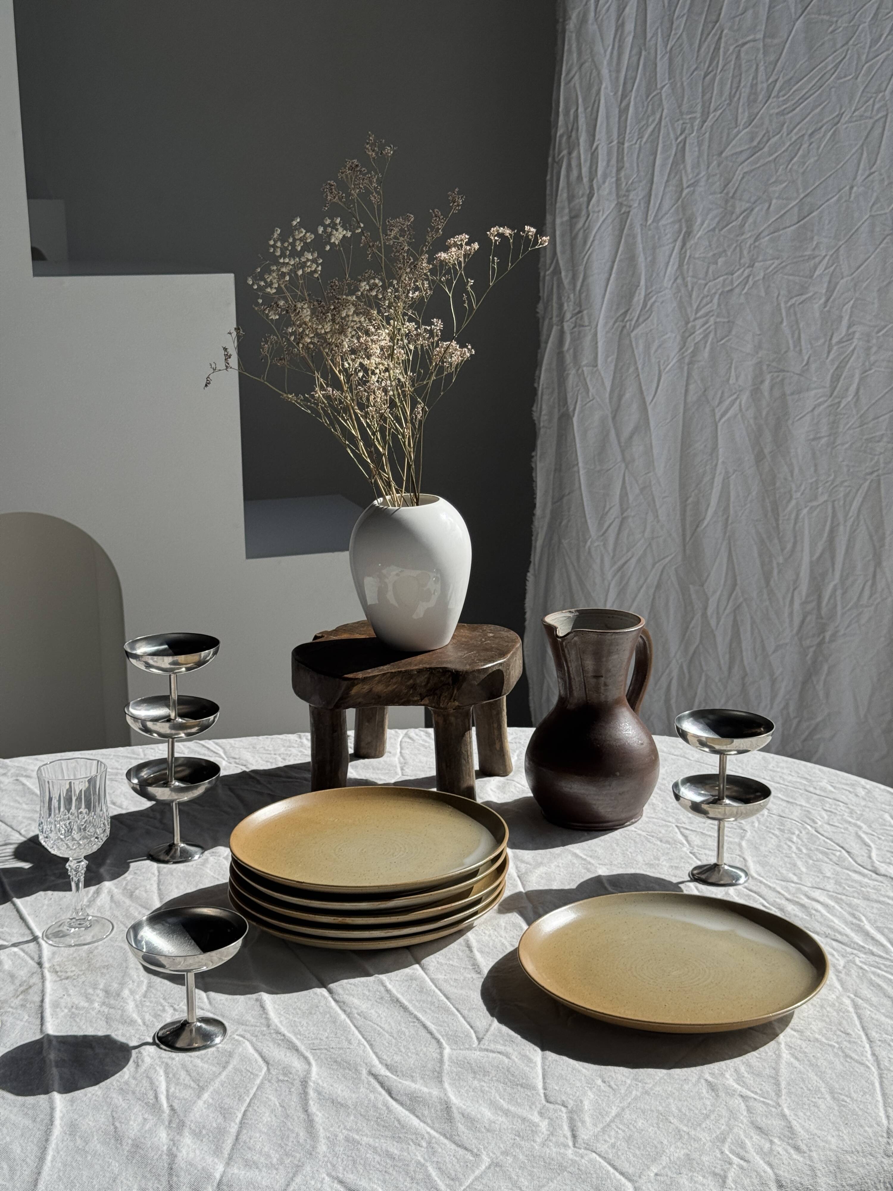 Set of 6 stoneware plates Village France D24