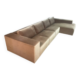 Sofa modulaire exceptionnel Walter Knoll en velours champagne. Allemagne, années 1970.
