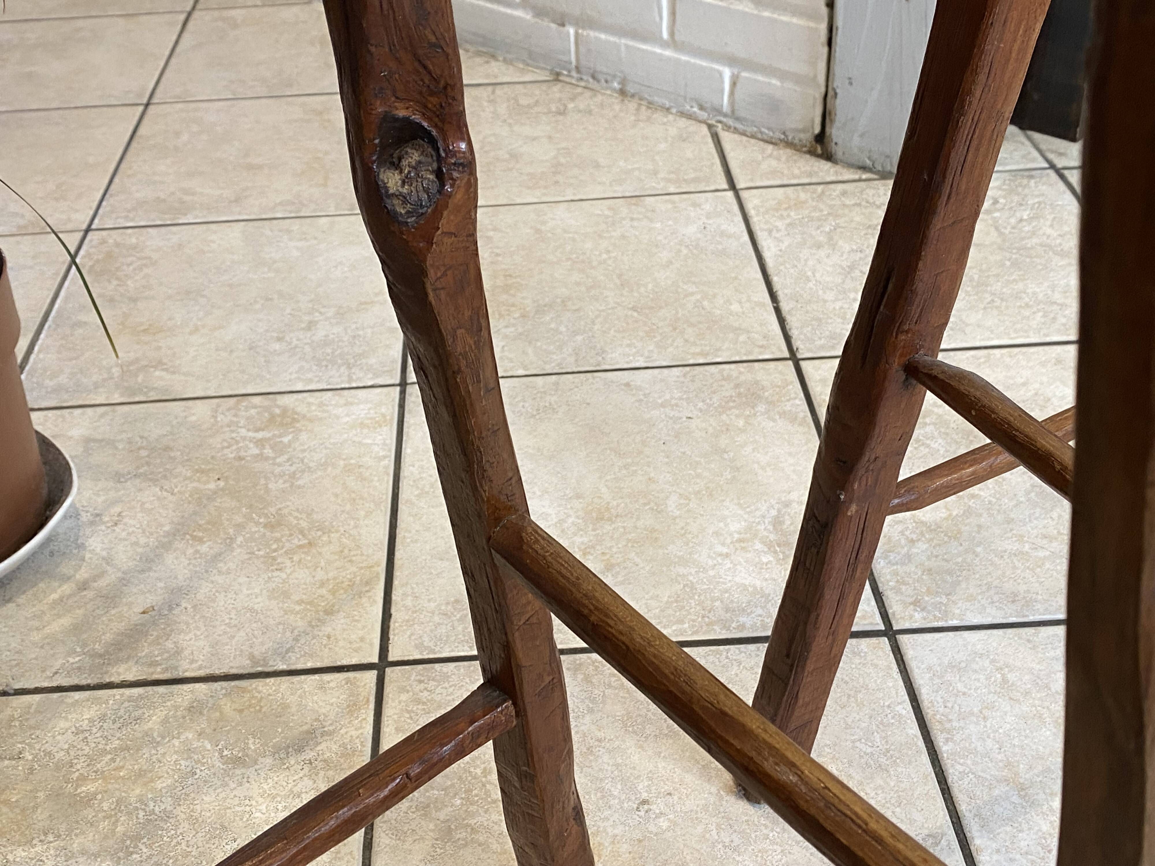 Set of 3 high wooden bar stools, handcrafted, 50.