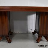 Rectangular table in solid mahogany and plated 1930/1940