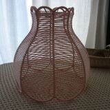 Abat-jour tressé en coton rosé