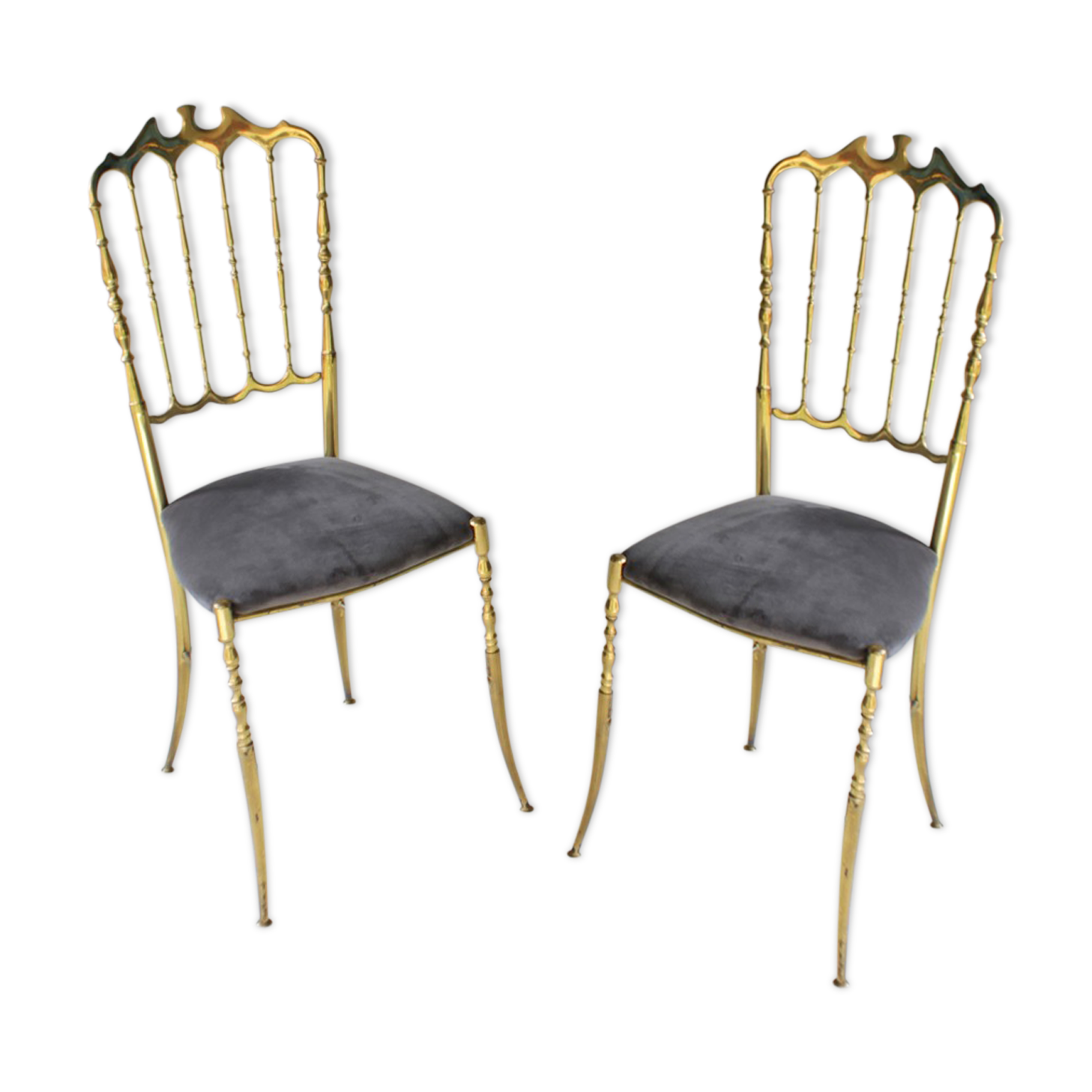 Pair of brass Italian Chiavari chairs