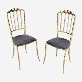 Pair of brass Italian Chiavari chairs