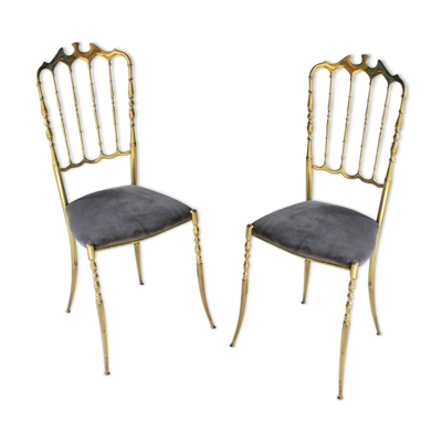 Paire de chaises italiennes en laiton de Chiavari