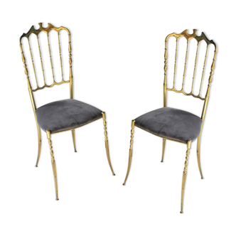 Pair of brass Italian Chiavari chairs