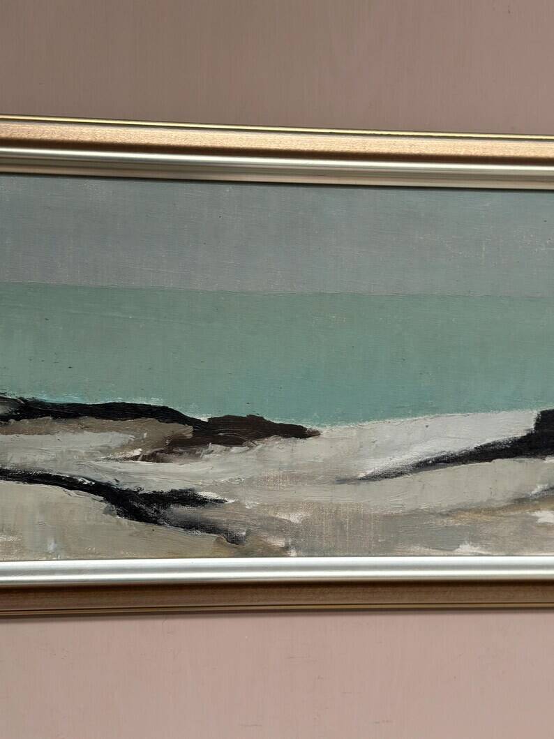 Large Original Swedish Oil on Canvas – 'Coastal Landscape' by Eric Cederberg (1897–1984) – Signed – vintage and framed – 36 × 87 cm (14.2 × 34.3 inches)