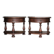 Pair of rounded wooden bedside tables, bedside table, end table.
