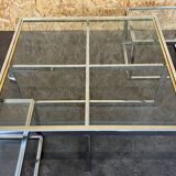 Table basse chrome & laiton 2 tables gigognes