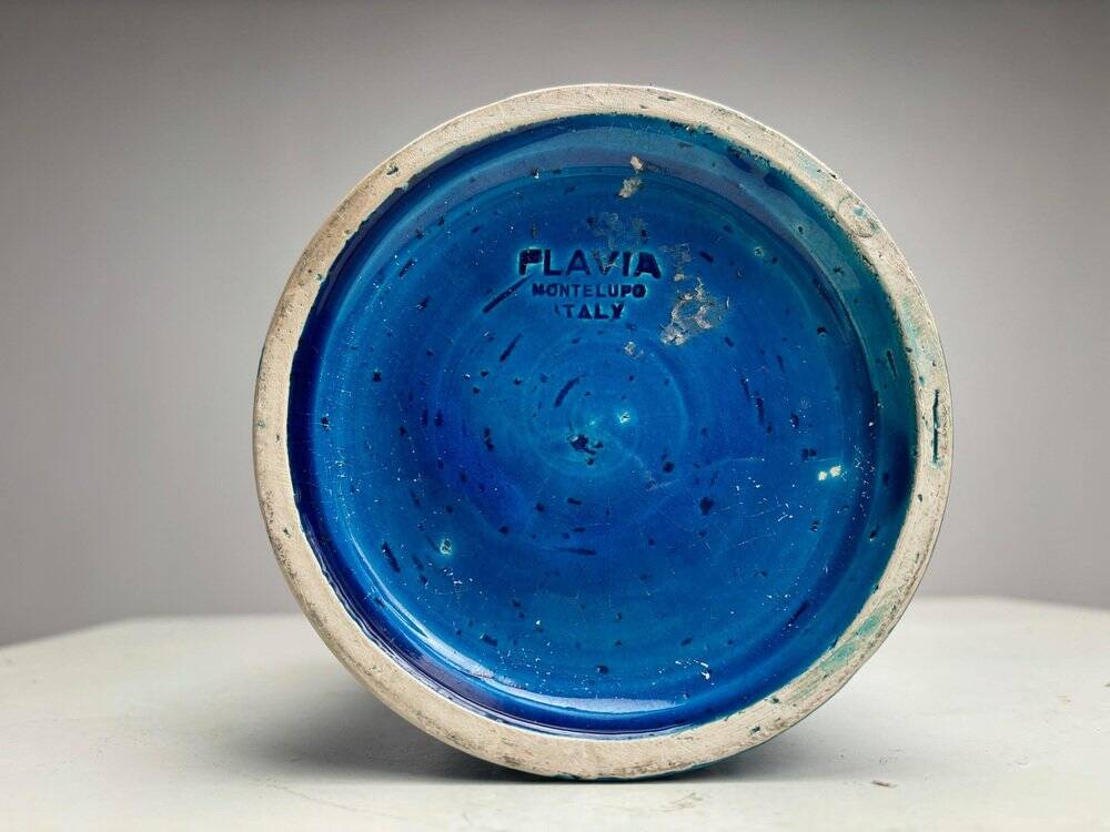 Rimini Blue Terracotta Ceramic Vase attributed to Aldo Londi for Bitossi, Italy, 1960s