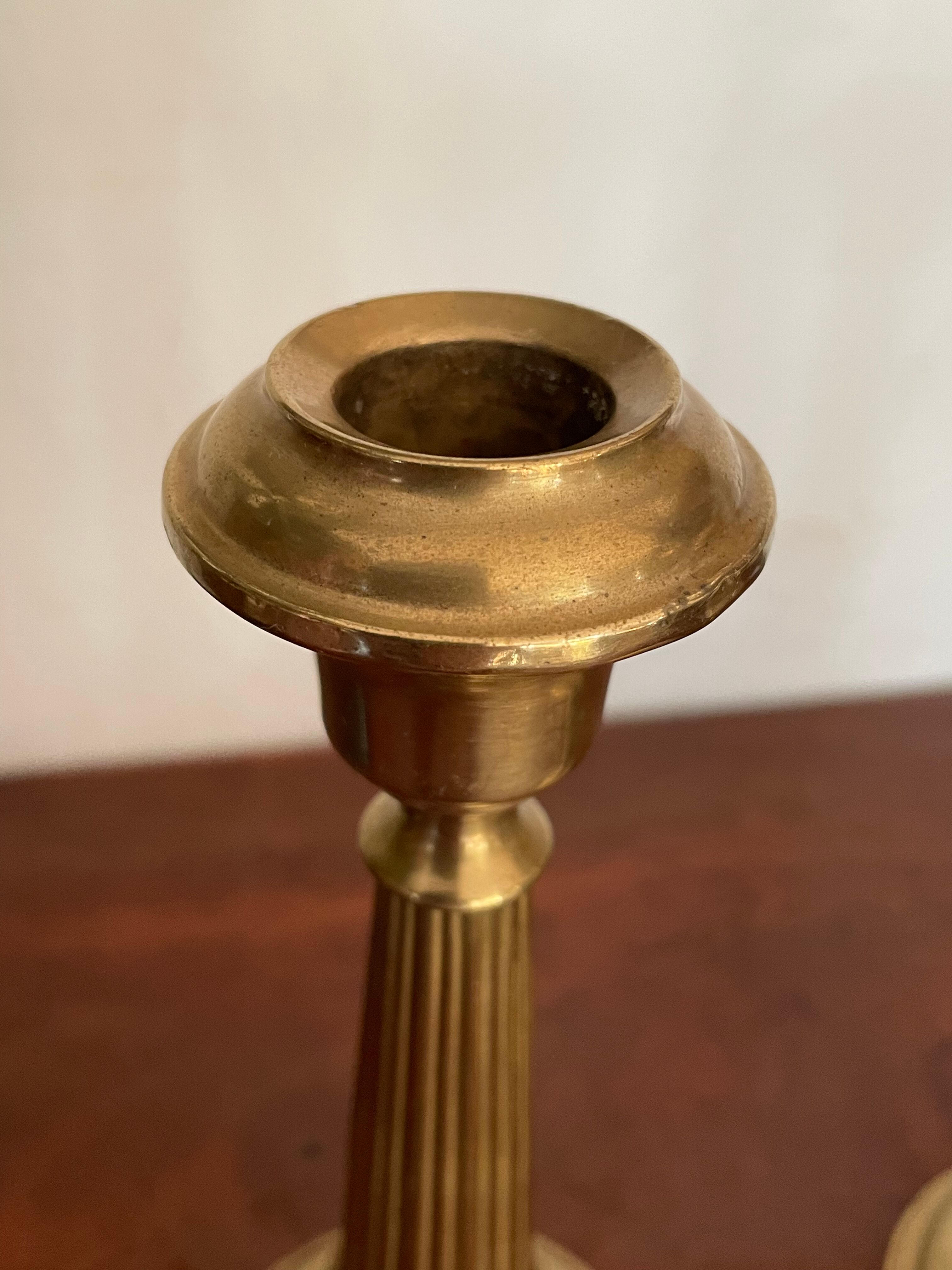 Pair of brass candle holders XIXth