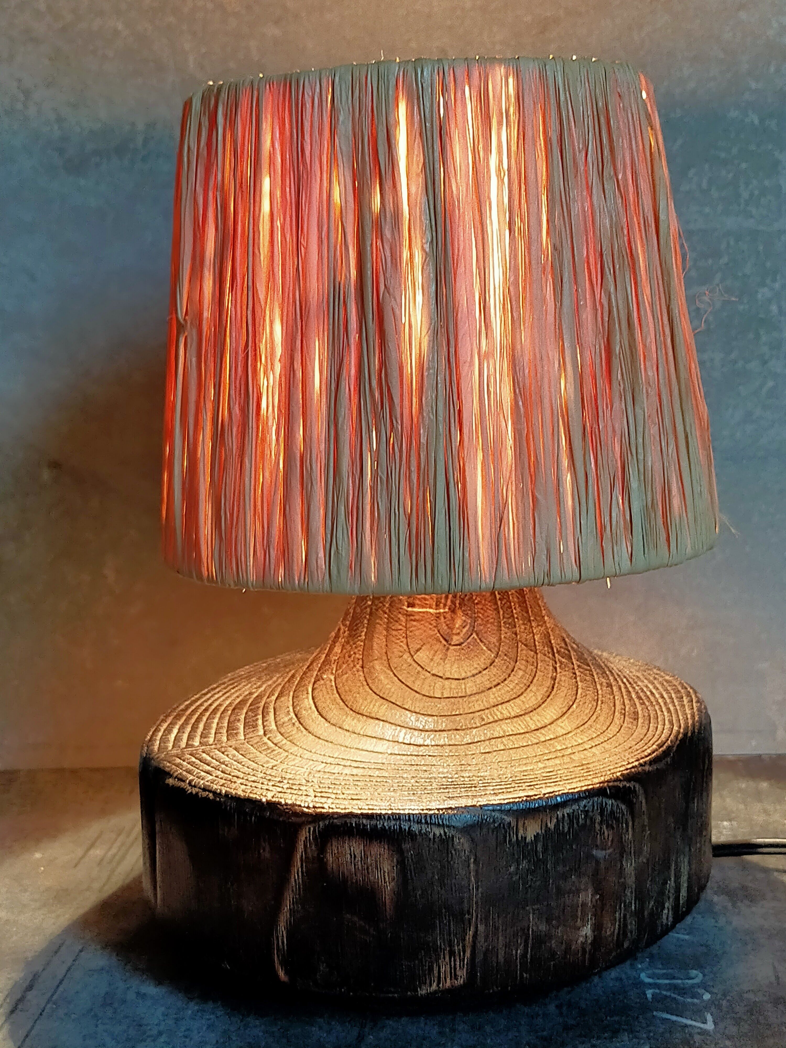 Brutalist free-form lamp in solid wood 60s