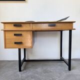 Modernist 50s oak metal desk
