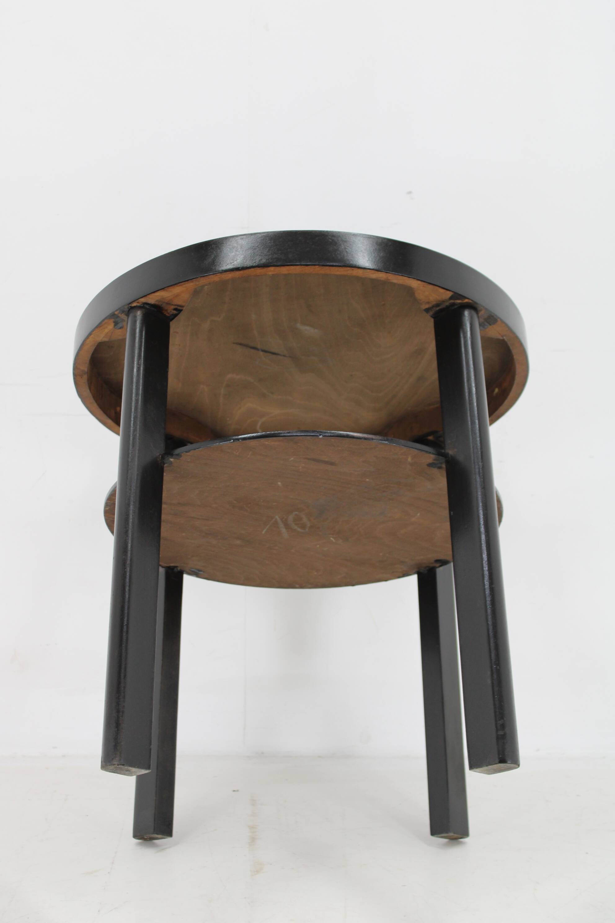 1940s Art Deco Round Coffee Table , Czechoslovakia