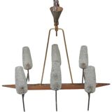 Ancien lustre moderniste 6 feux Lunel