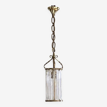 Ancienne lanterne en laiton et cristal vintage décoration luminaire lustre LAMP-7152