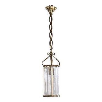 Ancienne lanterne en laiton et cristal vintage décoration luminaire lustre LAMP-7152
