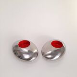 Pair of Nuance candle holders in the shape of pebbles.