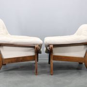 Pair of Brutalist oak armchairs, Czechoslovakia, 1970s