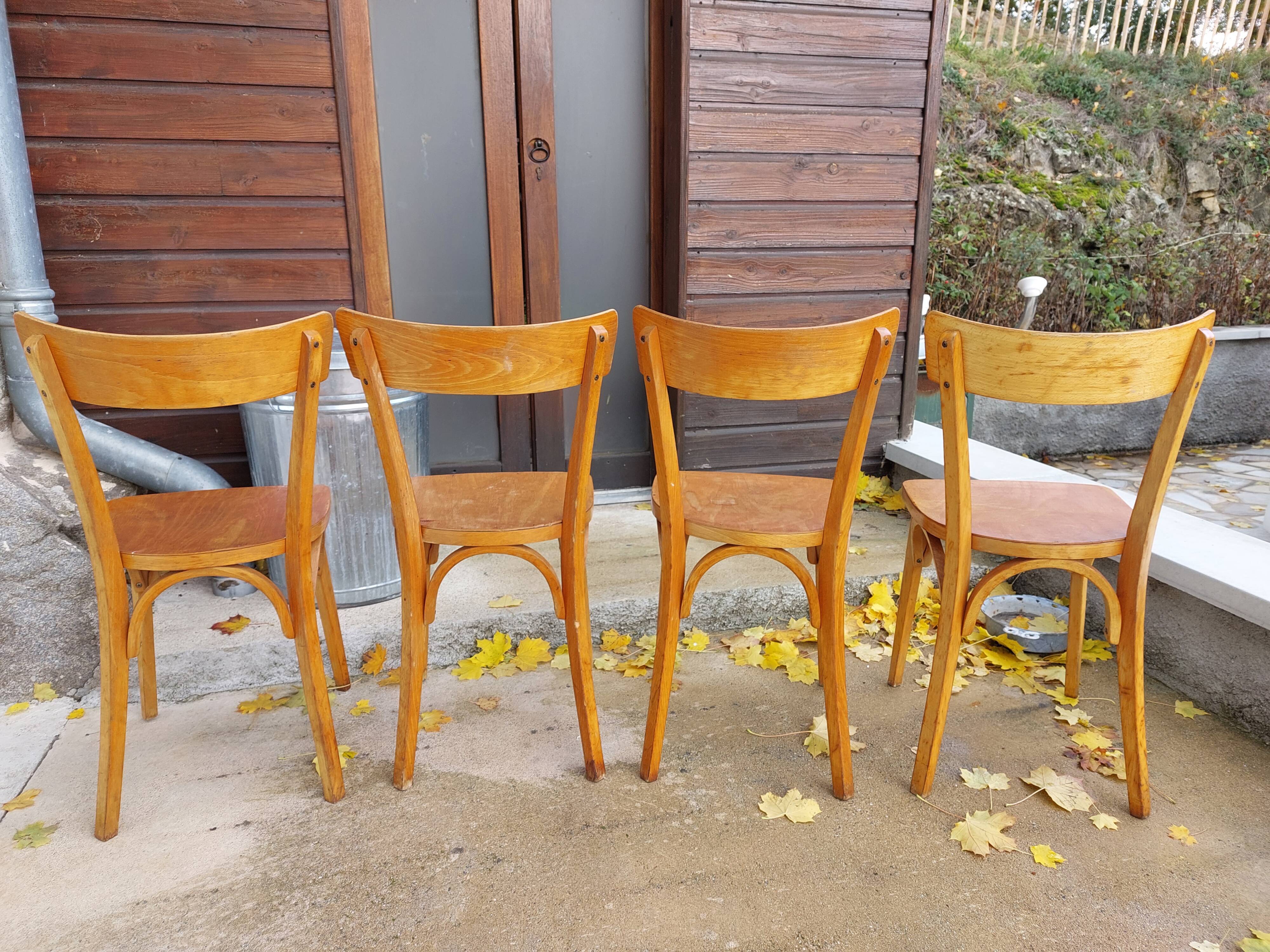 Set of bistro chairs, golden oak color