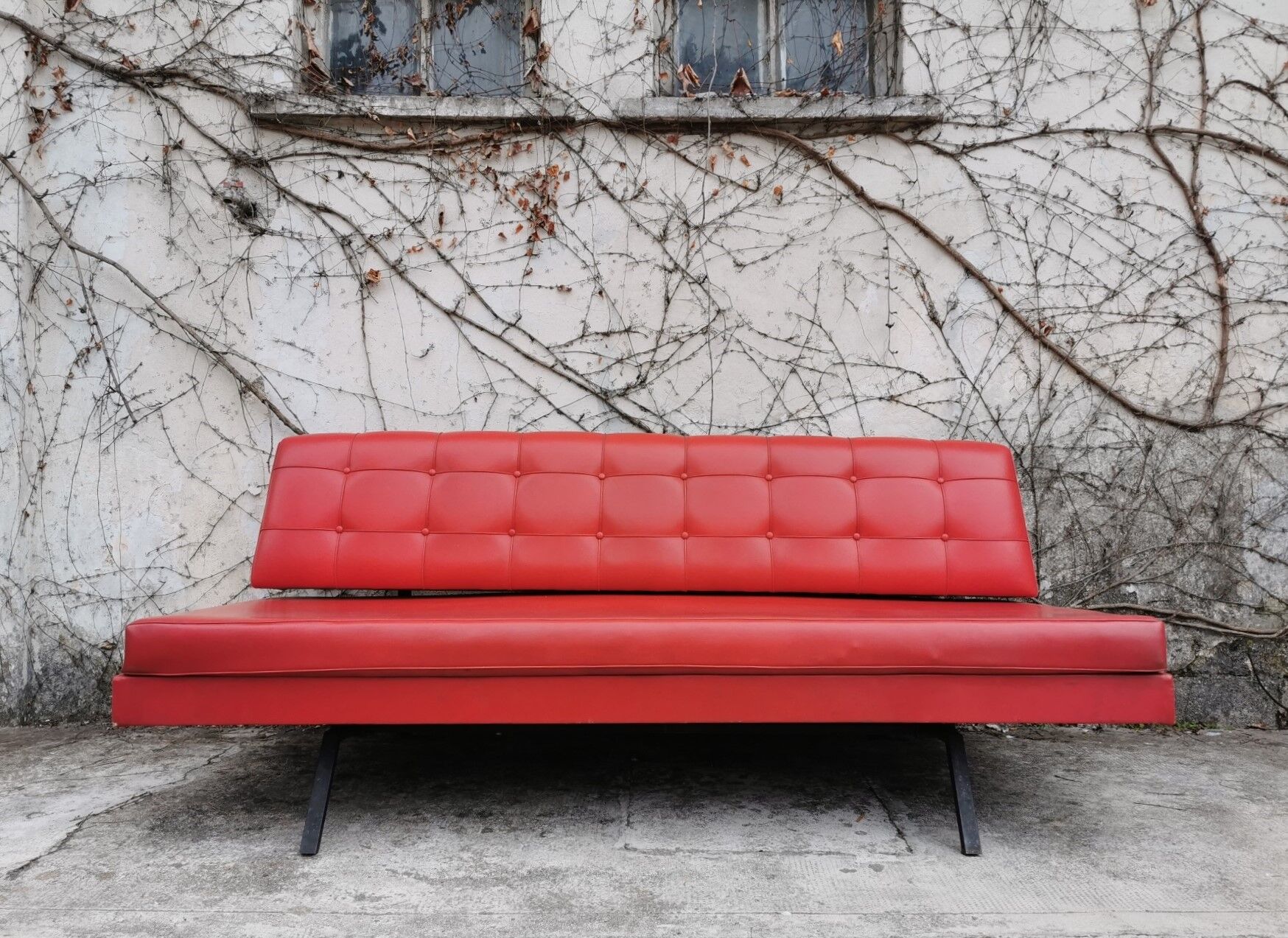 Red leatherette sofa, 1970s