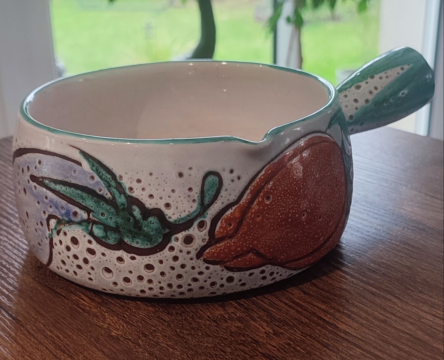 Pair of large Vallauris ceramic skillets