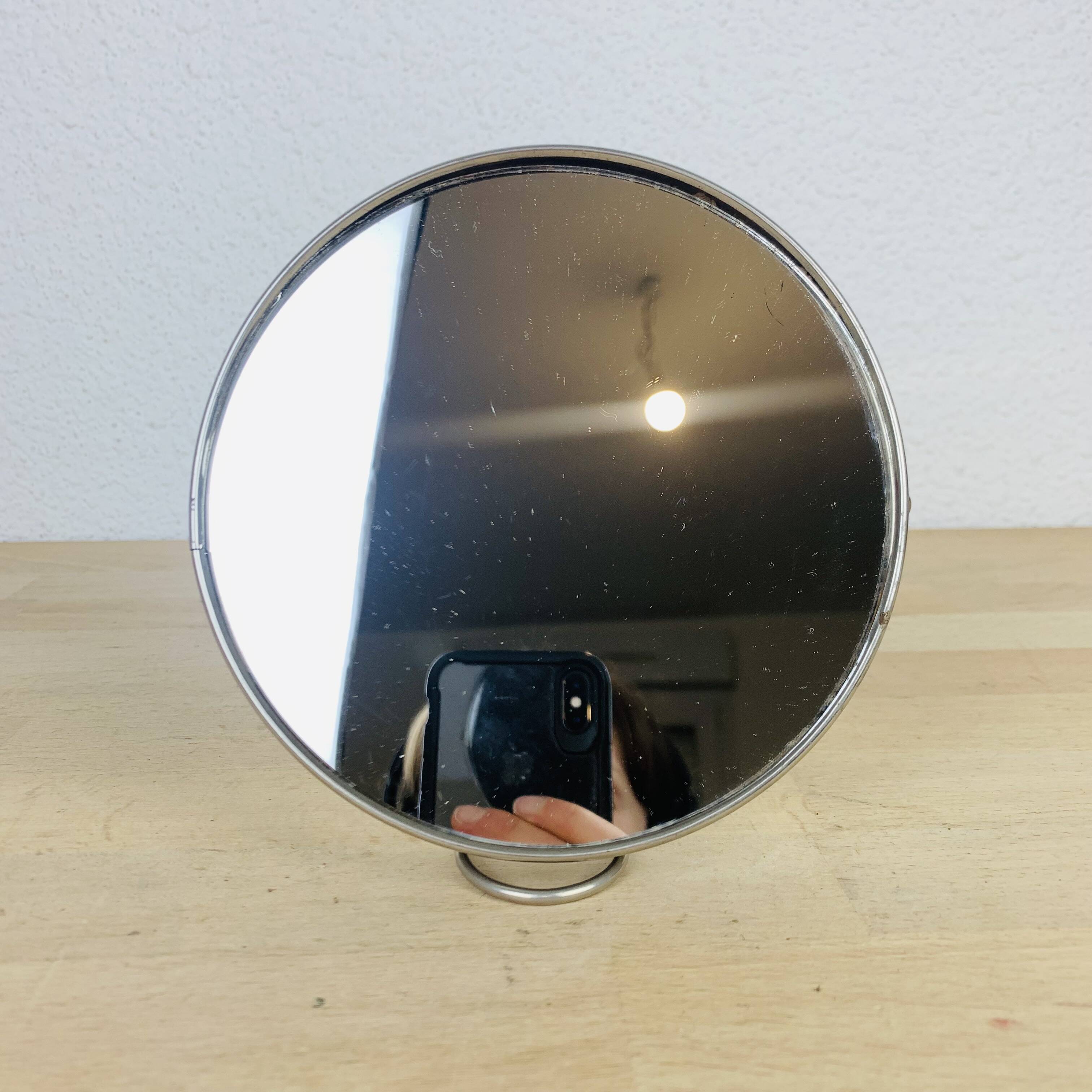 Round double-sided magnifying barber mirror