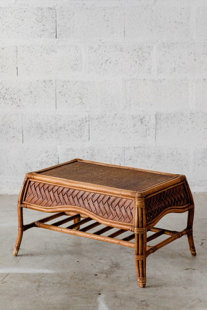 Dark rattan coffee table