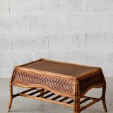 Dark rattan coffee table