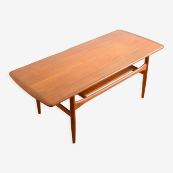 Scandinavian teak coffee table double tray 1960s