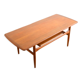 Scandinavian teak coffee table double tray 1960s