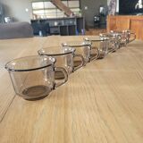 8 Arcoroc smoked glass cups