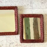 Pair of vintage rattan wicker mirrors